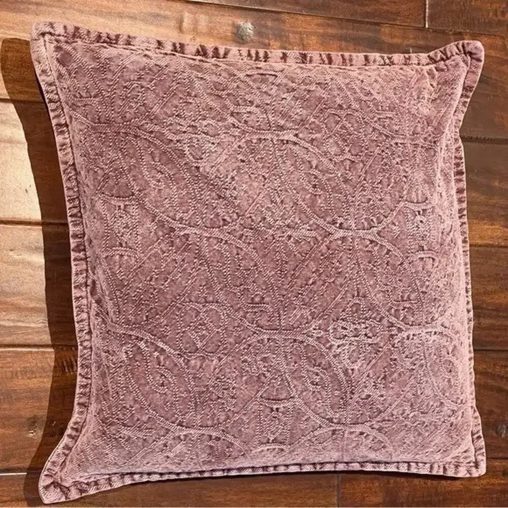 Pottery Barn Velvet Pillow Sham Dusty Rose Pink‎ Textured Boho Moroccan 20x20
